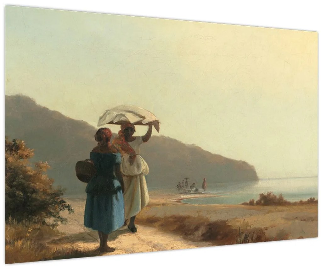 Kép - Camille Pissarro, Two Women Chatting by the Sea, St. Thomas, reprodukciók (90x60 cm)