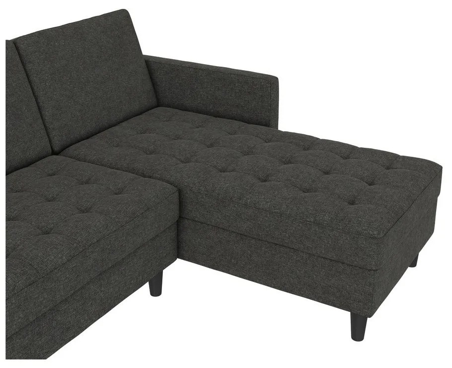 Sötétszürke bársony sarokkanapé Presley – Støraa