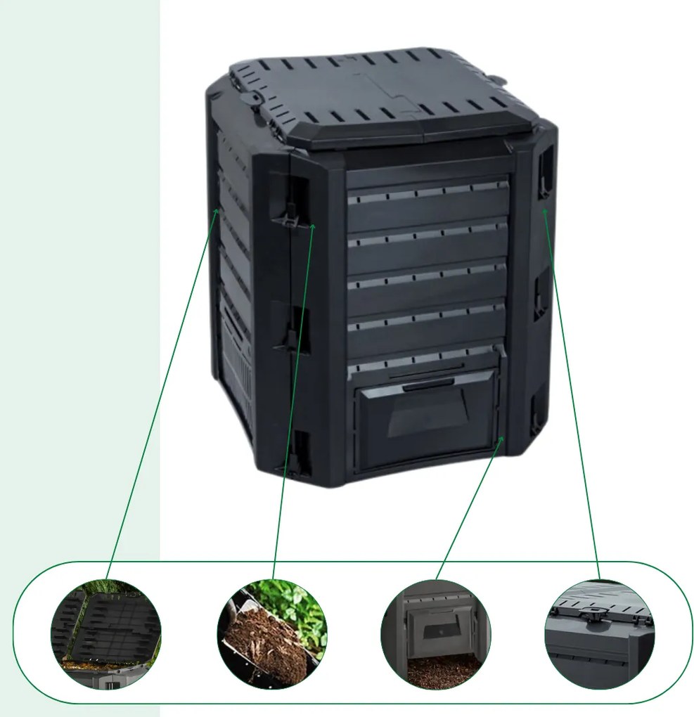 Kerti komposztáló - Compogreen 380 l fekete Prosperplast