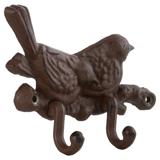 Öntöttvas madaras akasztó, 2 fogassal, 15 cm