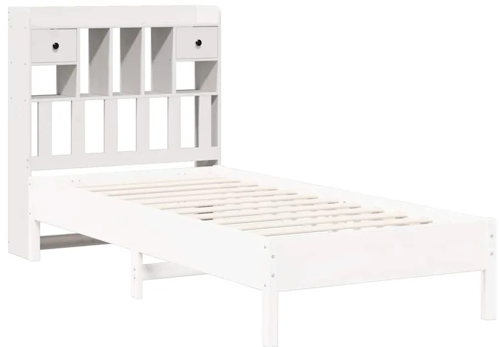 fehér tömör fenyőfa fejtámla tárolóval 90 cm