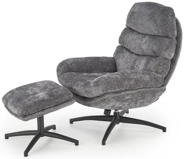 Dario 360 fokban forgatható fotel lábtartóval és hintázó funkcióval szürke