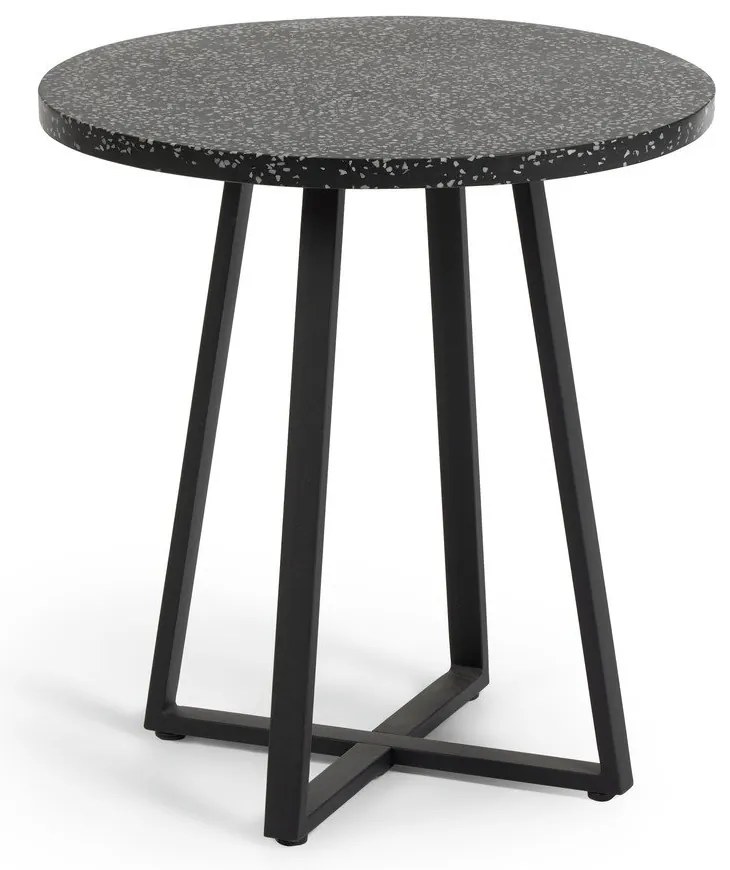 Tella fekete kerti asztal kő asztallappal, ø 70 cm - Kave Home