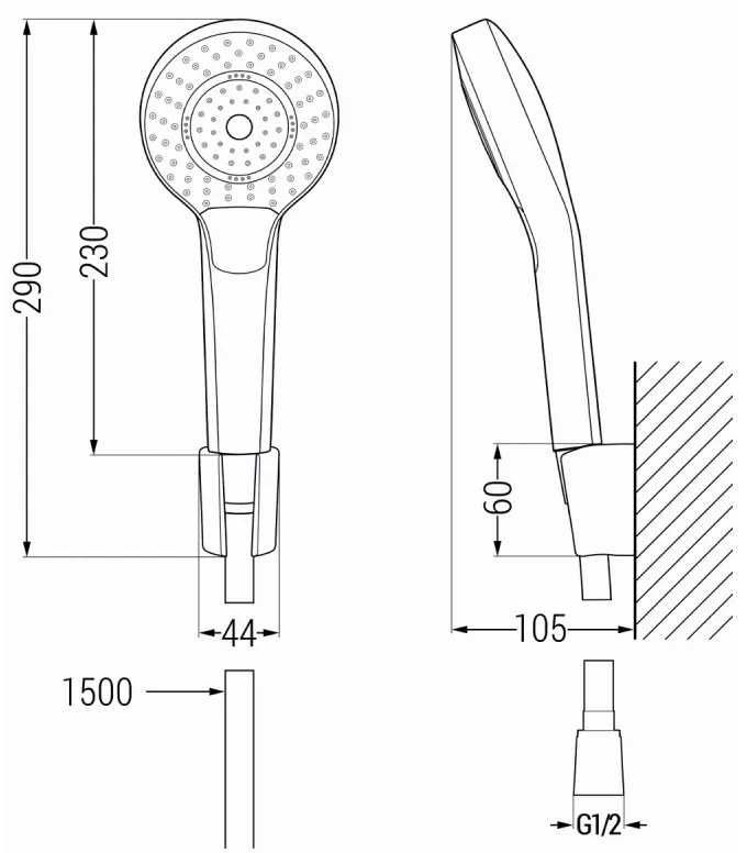 Mexen Sabre R05 kádcsaptelep zuhanykészlettel, fehér - 7213R05-20