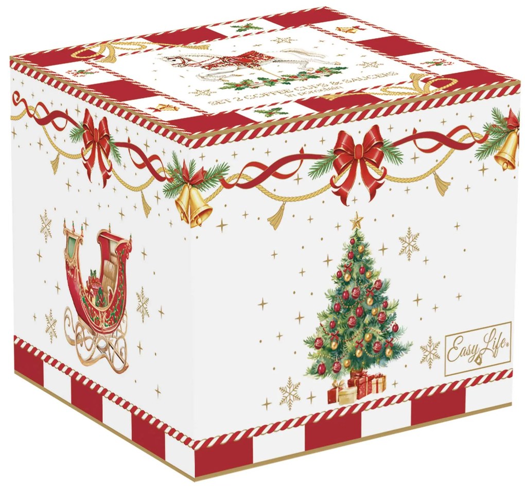 Karácsonyi porcelán eszpresszó kávés csésze aljjal 2 személyes díszdobozban Christmas Tale