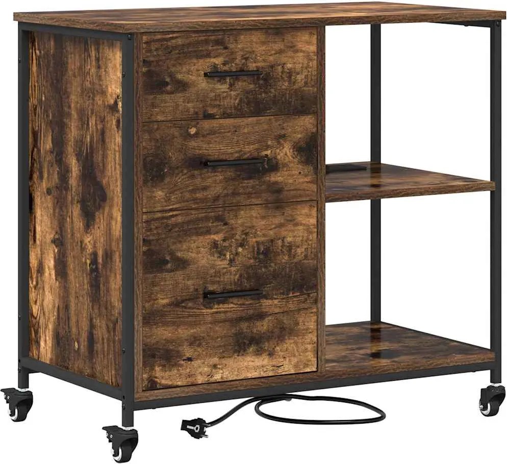 vidaXL Szekrény Töltőállomással Füstölt tölgy 76 x 41 x 72 cm Faanyag