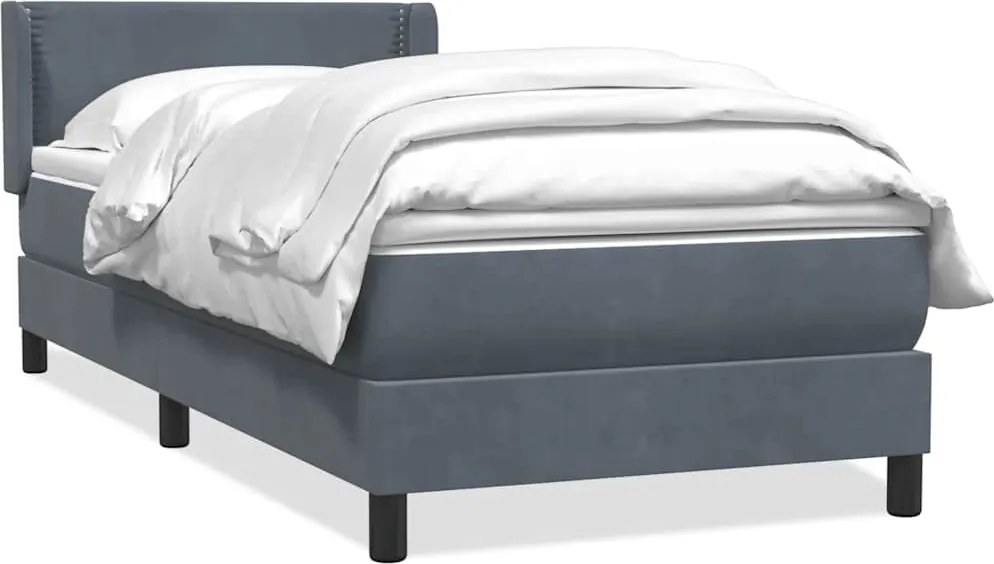 vidaXL sötétszürke bársony rugós ágy matraccal 90x220 cm