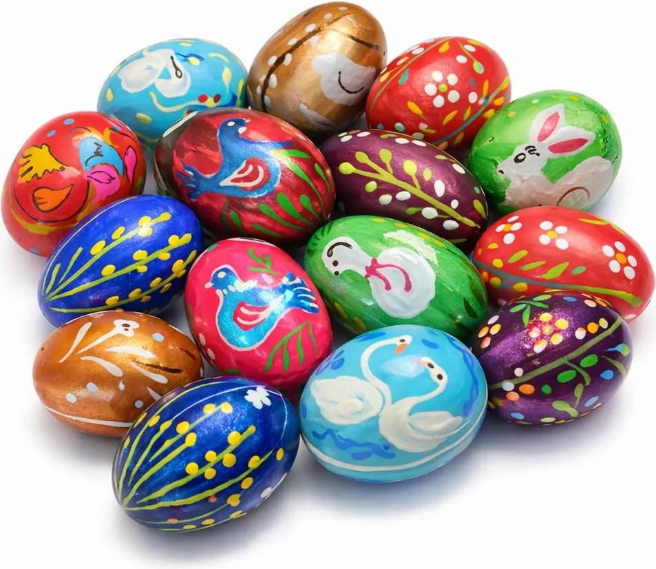 Húsvéti tojások Fa Kézzel Festett Nagy hagyományos 10db