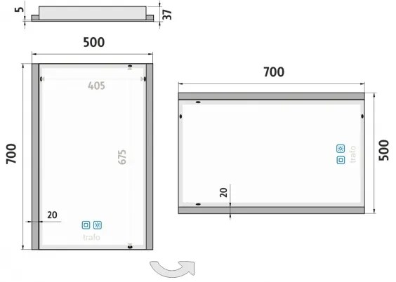NIMCO ZP 11001VX - LED Fürdőszobai tükör háttérvilágítással 3000-6500K 70x50 cm IP44