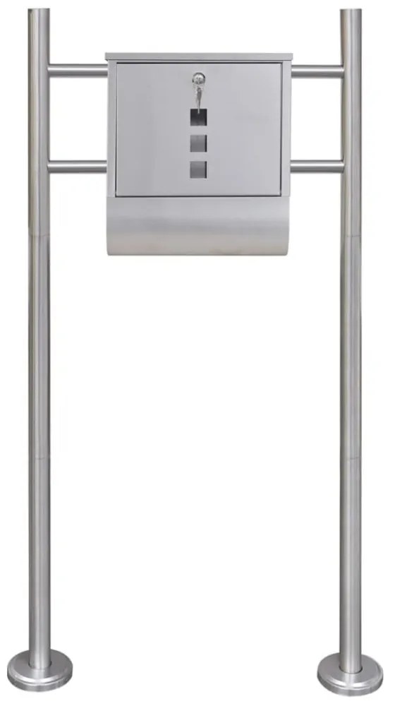 Rozsdamentes acél postaláda állványon