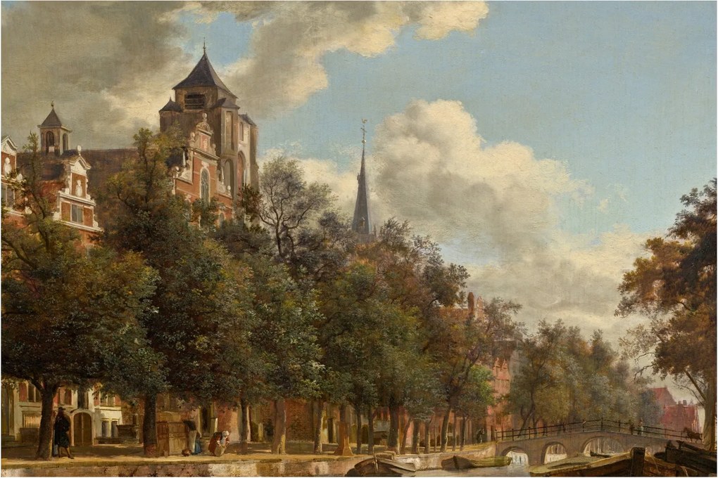 Kép - Jan van der Heyden, View Down a Dutch Canal, reprodukciók (90x60 cm)
