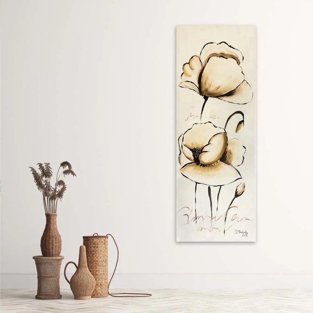 Gario Vászonkép Sárga festett virágok Méret: 50 x 150 cm