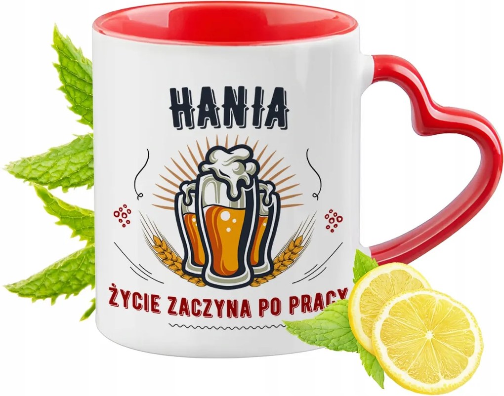 Hani Piros Bögre Szív Alakú Füllel Ajándék Nyomtatott