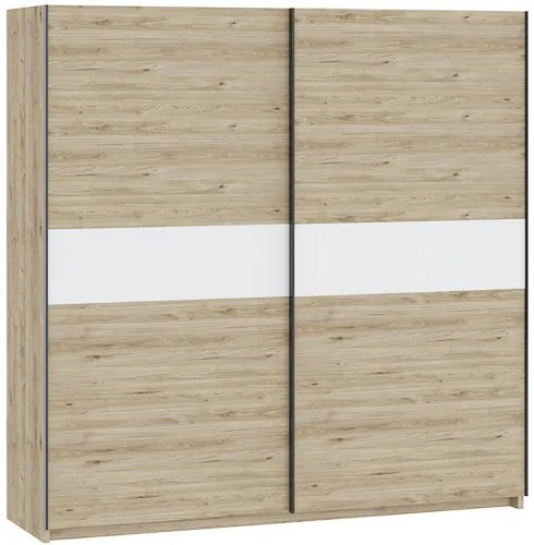 BERNO 200 cm Gardróbszekrény Tölgy/Fehér Színben