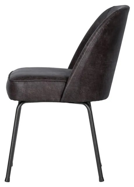 Fekete bőr étkezőszék szett 2 db-os Vogue – WOOOD