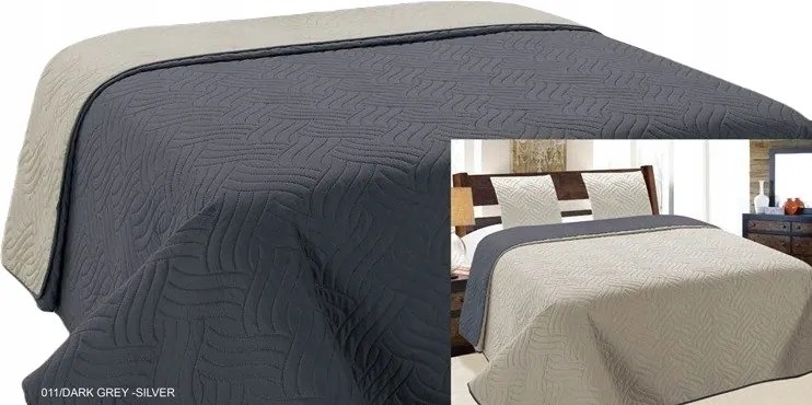 Dekoratív ágytakaró párnahuzattal Vigo II 220x240 sötétszürke-ezüst