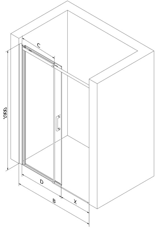 Mexen OMEGA tolózuhanyajtó 120 cm-es furattal, 825-120-000-01-00