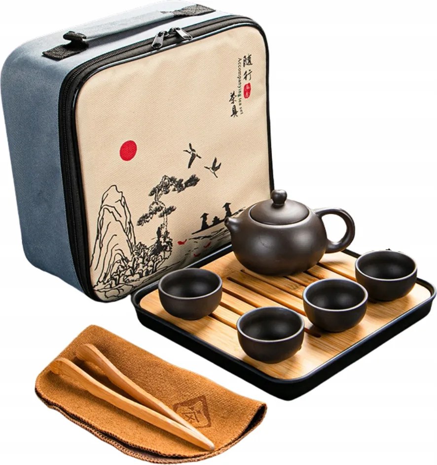 Japán Mini Teáskanna Csészékkel Utazó Teáskanna Kerámia Táska