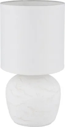 Globo 21739W Asztali lámpa, kerámia fehér, textil fehér, kábel PVC fehér, billenőkapcsoló a kábelen, ø: 160mm, M: 315mm, kábel hossza 1300mm, 1x E14 40W 230V izzó nélkül