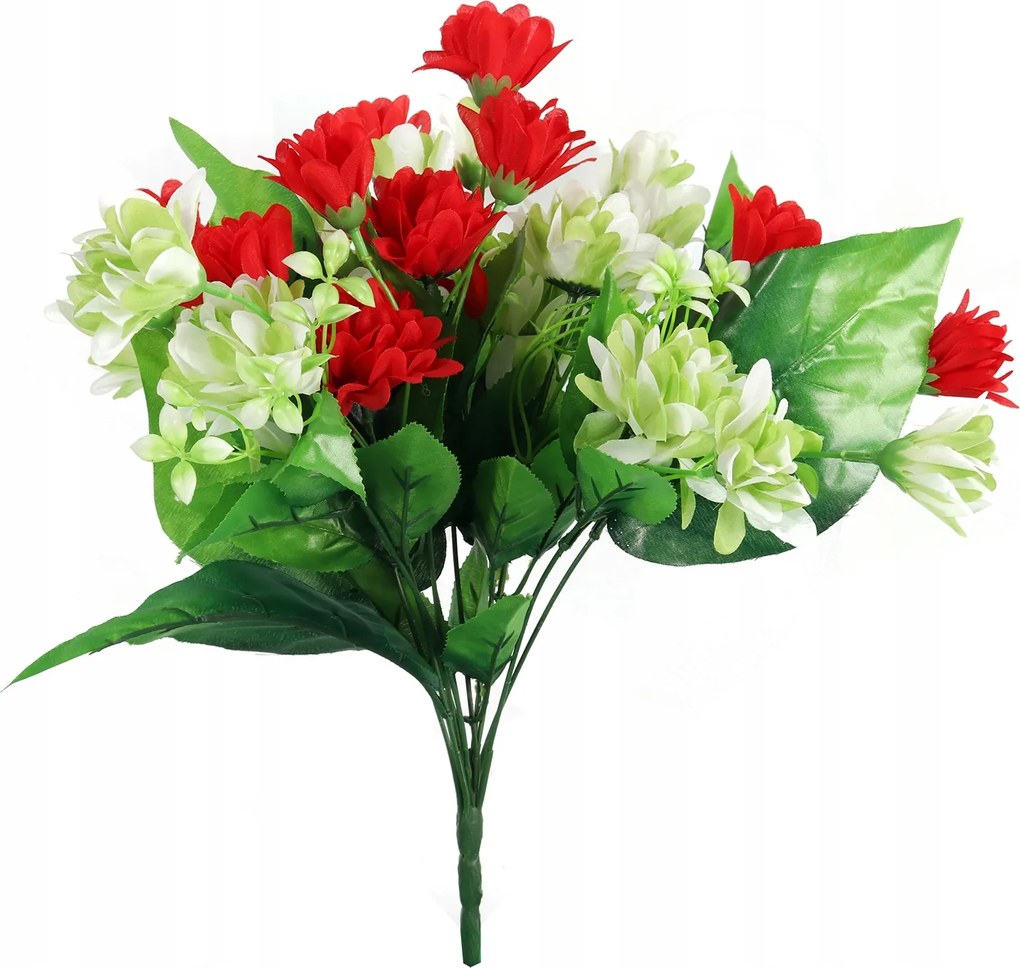 Dália Csokor Nagy Levelekkel 42CM Piros-zöld