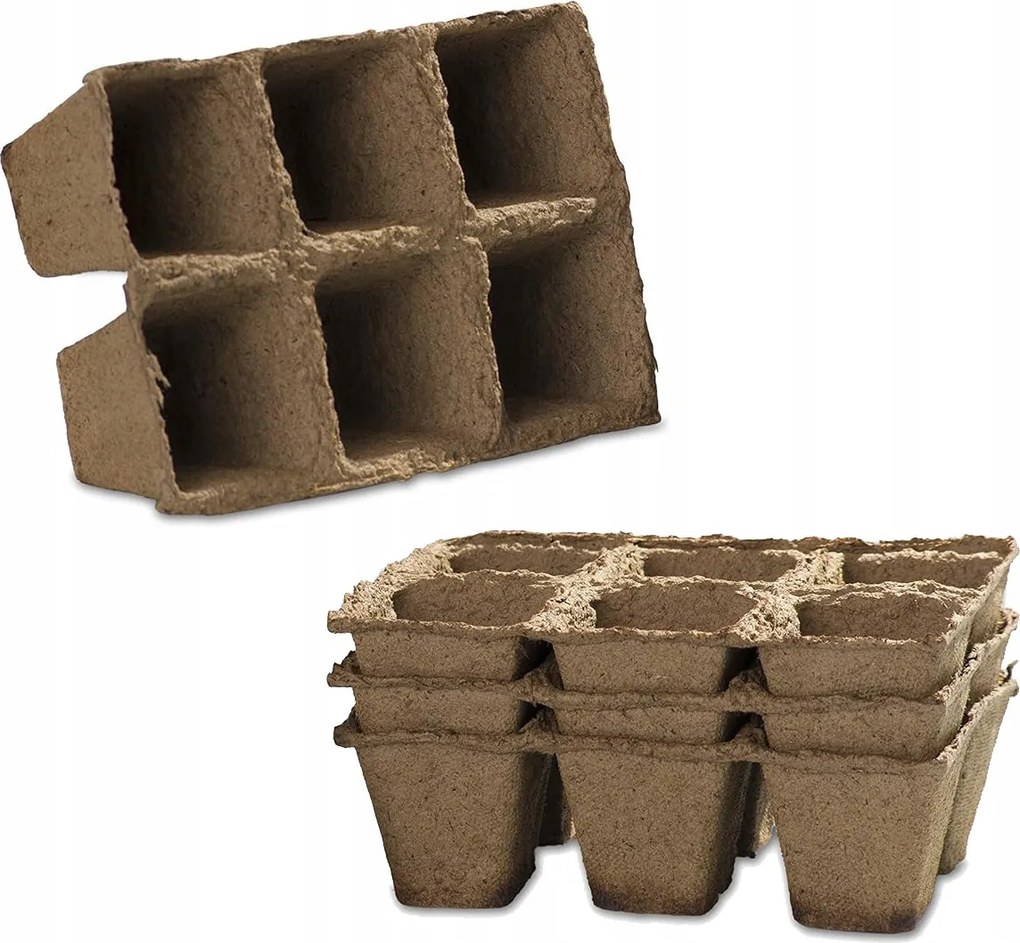Tőzeg kaspó palánták termesztéséhez, 6 cm x 6 cm x 5,5 cm, 24 db