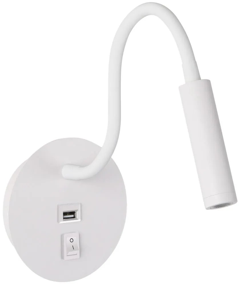 Brilagi - LED Rugalmas fali lámpa USB porttal MAYA LED/3W/230V fehér