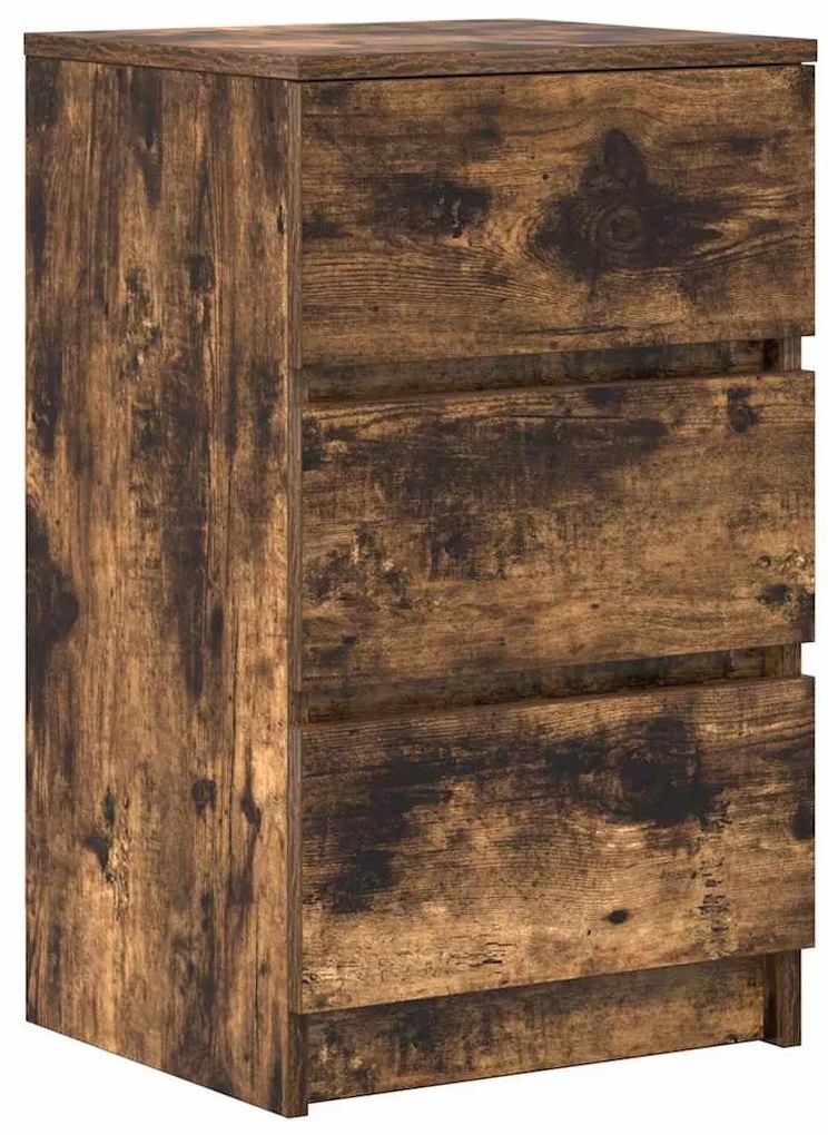 2 db füstölt tölgy éjjeliszekrények 3 fiókkal 39x35x65 cm