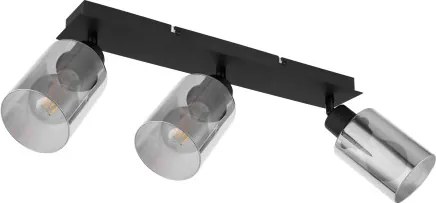 Globo 15465-3 Spotlámpa fém fekete matt, füstszínű üveg, HxSzxM:470x90x215mm, fényforrás nélkül szállítva 3x E27 15W 230V