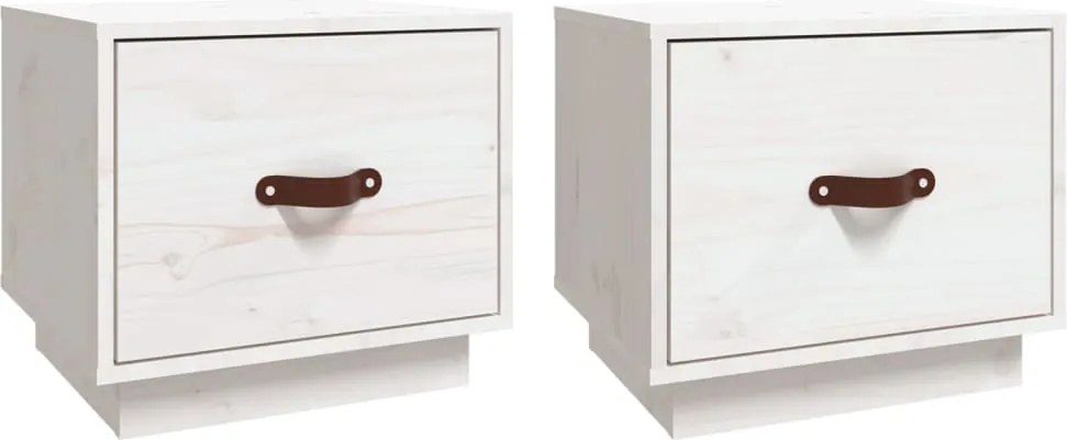vidaXL 2 db fehér tömör fenyőfa éjjeliszekrény 40 x 34 x 35 cm