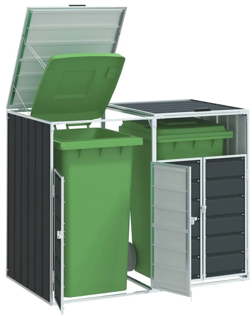 antracit acél kerekes szemetes tároló dupla tárolókhoz 138 x 79 x 117 cm