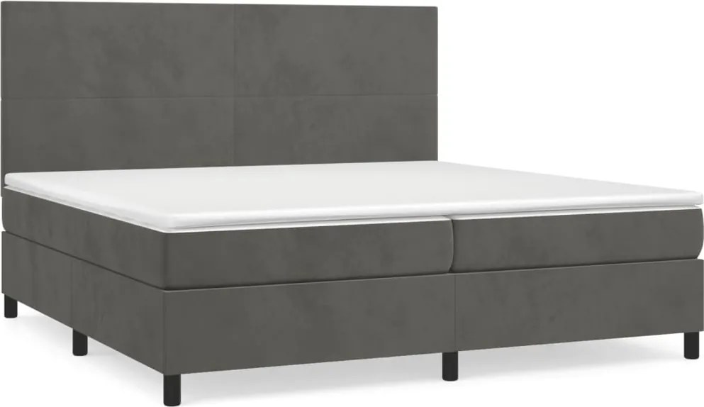 vidaXL sötétszürke bársony rugós ágy matraccal 200x200 cm