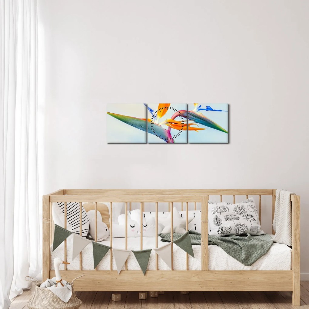 Virág képe (órával) (90x30 cm)