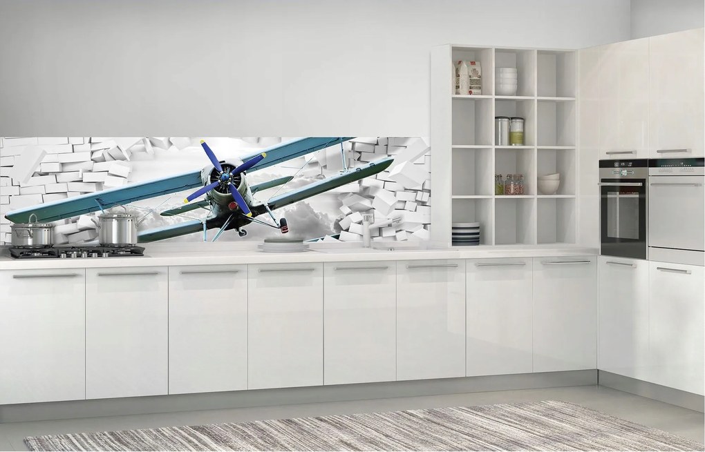 Flizelin fotótapéta Biplany Loft Tégla Ipari repülőgépek 250x60 +ragasztó