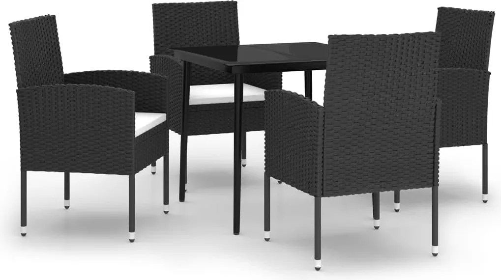 vidaXL 5 részes fekete kerti étkezőgarnitúra