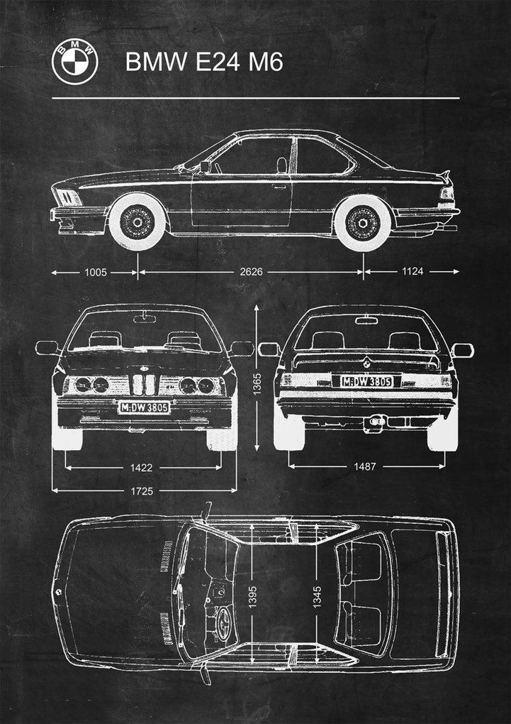 Poszter Bmw E24 M6 Retro Patent Poster Séma