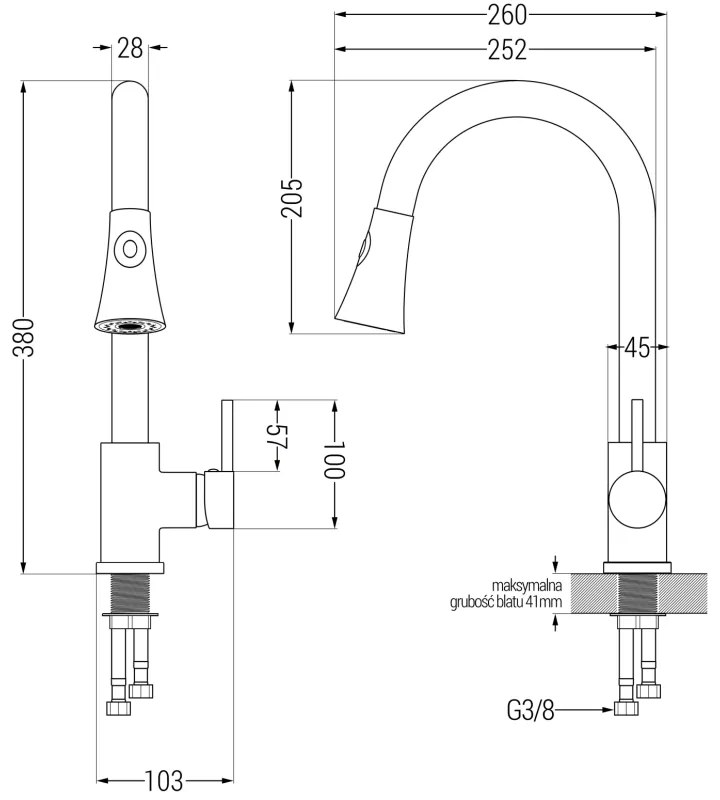 Mexen Leo, 1 kamrás gránit mosogató 900x500x190 mm és Elia mosogató csaptelep, fekete foltos, 6501-76-670101-70