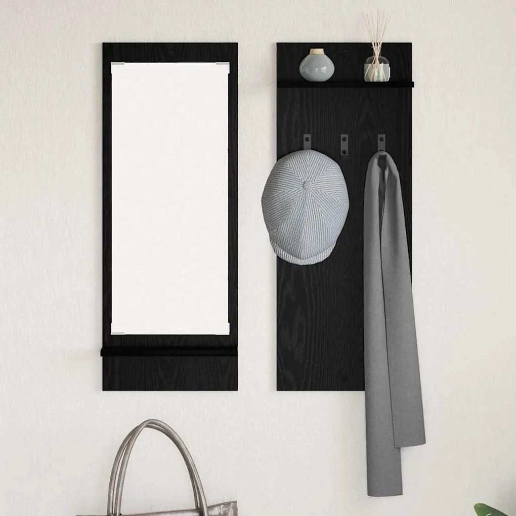 Fali Kabáthorog polcokkal Musta tammi 70 x 10 x 90 cm Faanyag
