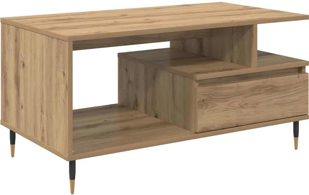 vidaXL Dohányzóasztal fiókkal Artisan tölgy 90 x 49 x 45 cm Faanyag