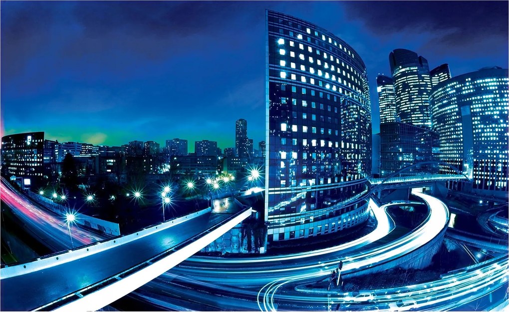 Fotótapéta flizelina Éjszakai város panoráma modern épületek 250x175 +ragasztó
