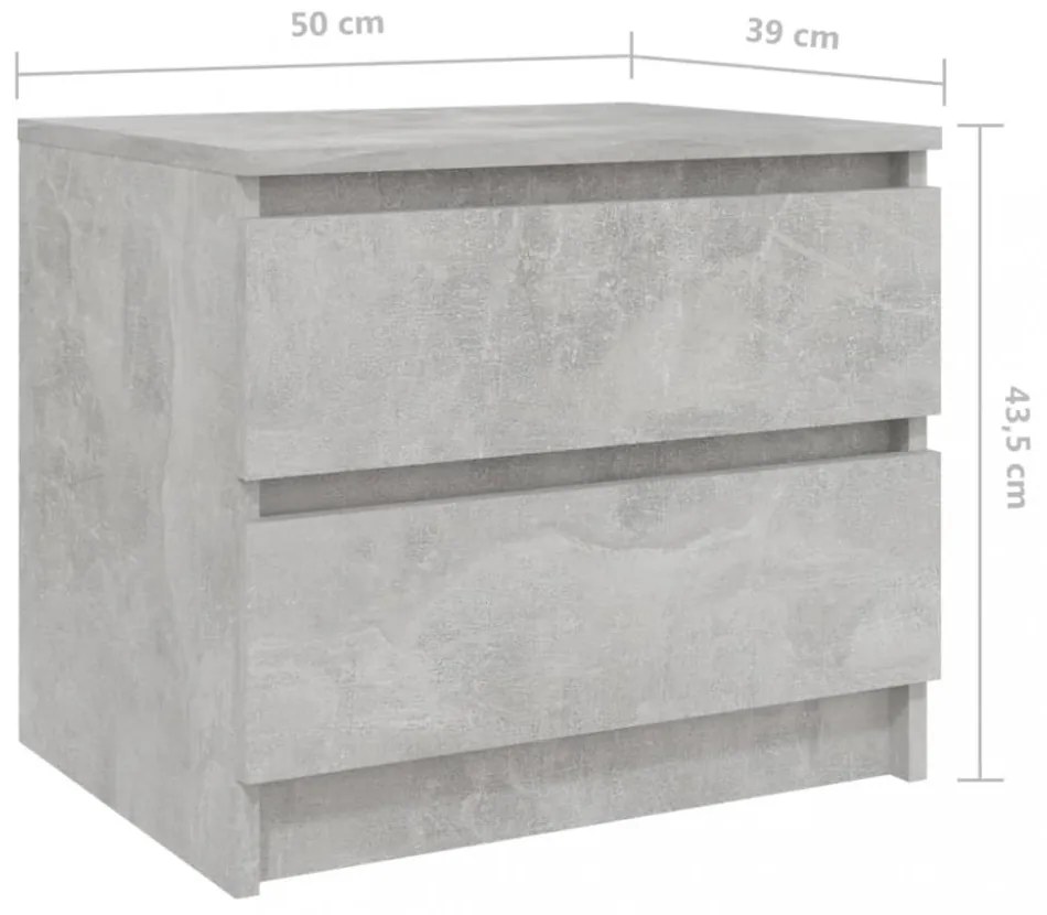 betonszürke szerelt fa éjjeliszekrény 50 x 39 x 43,5 cm