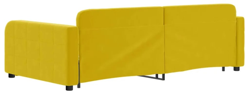 sárga kihúzható bársony heverő fiókkal 100 x 200 cm