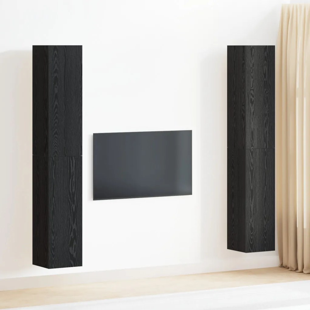 TV Szekrény Szett 4 pcs Musta tammi 30.5 x 30 x 90 cm Faanyag