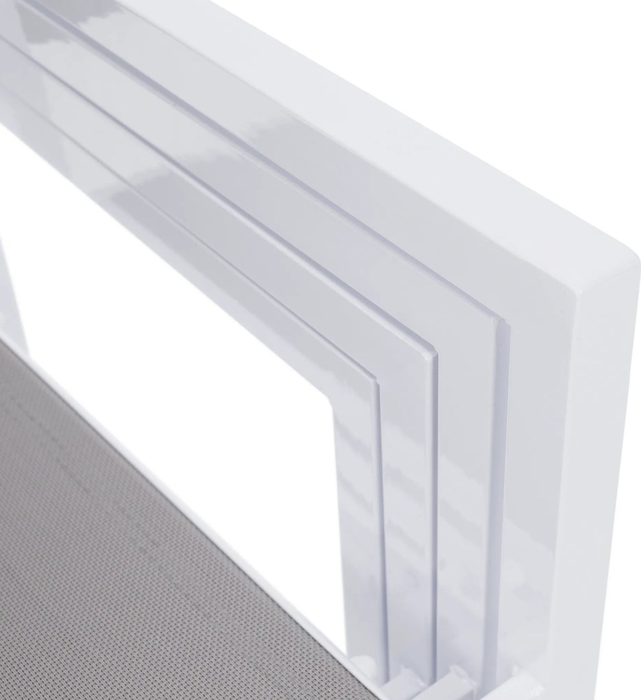 Kerti rakásolható szék, fehér acél/világosszürke, DORIO