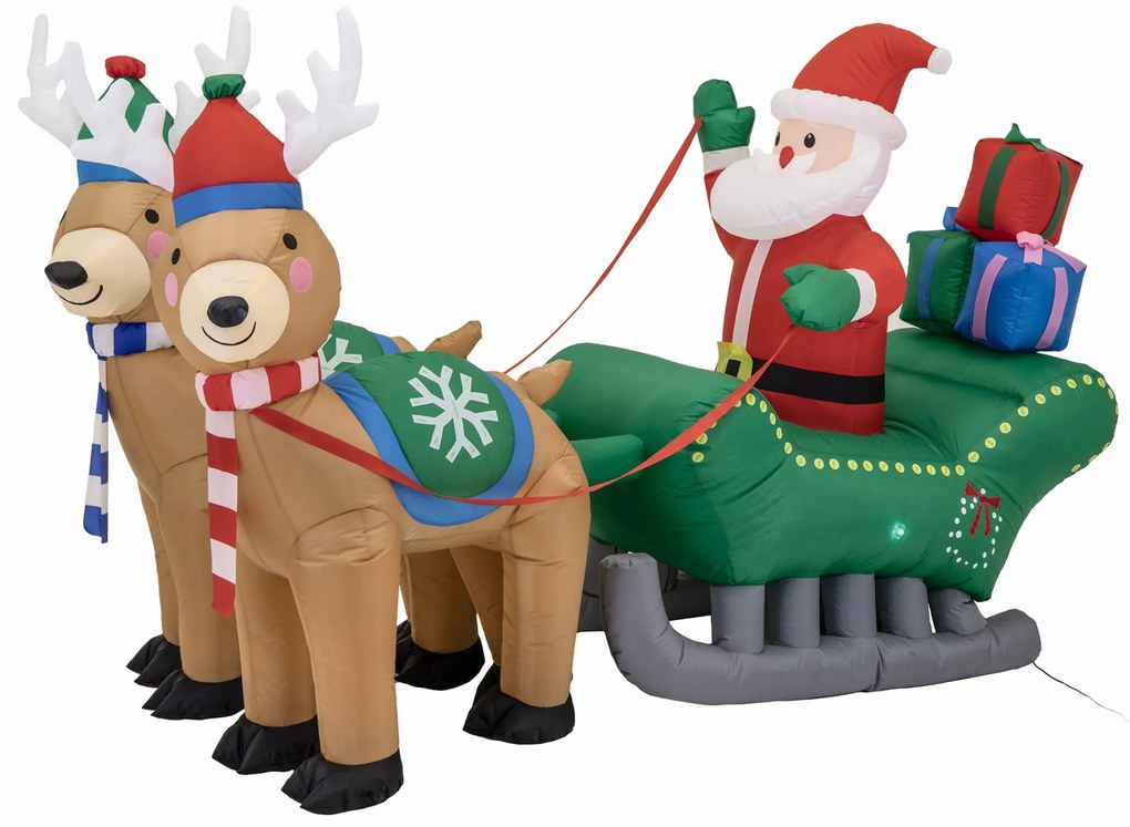 Felfújható karácsonyi dekoráció - Mikulás szánnal