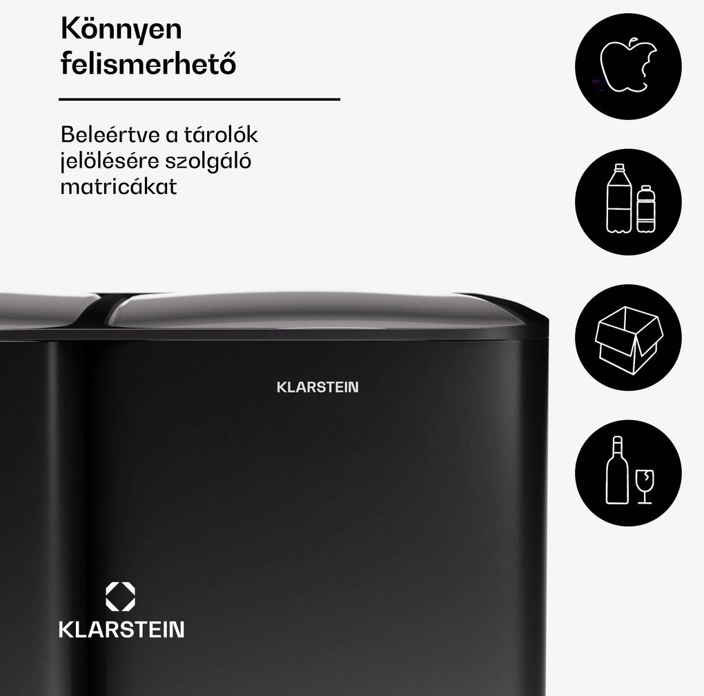 Klarstein Tiyo 3 az 1-ben, szemetes, 60 literes, kivehető kosár, puha záródású
