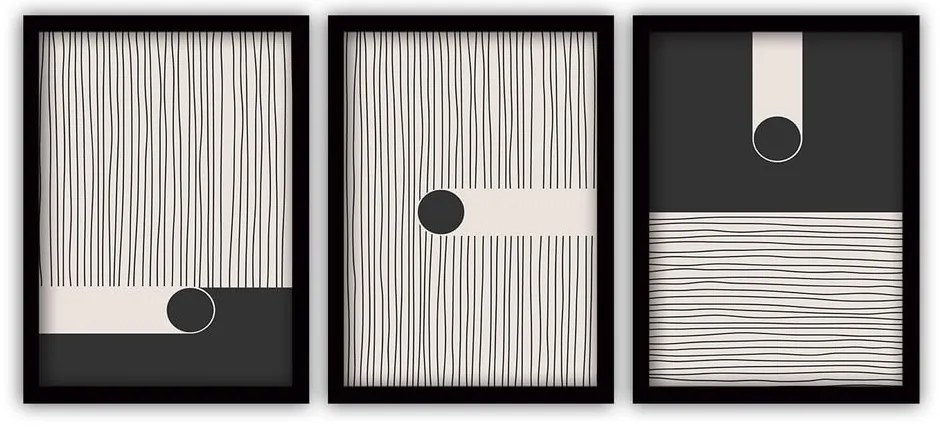 Black 3 db-os kép készlet fekete keretben, 35 x 45 cm - Vavien Artwork