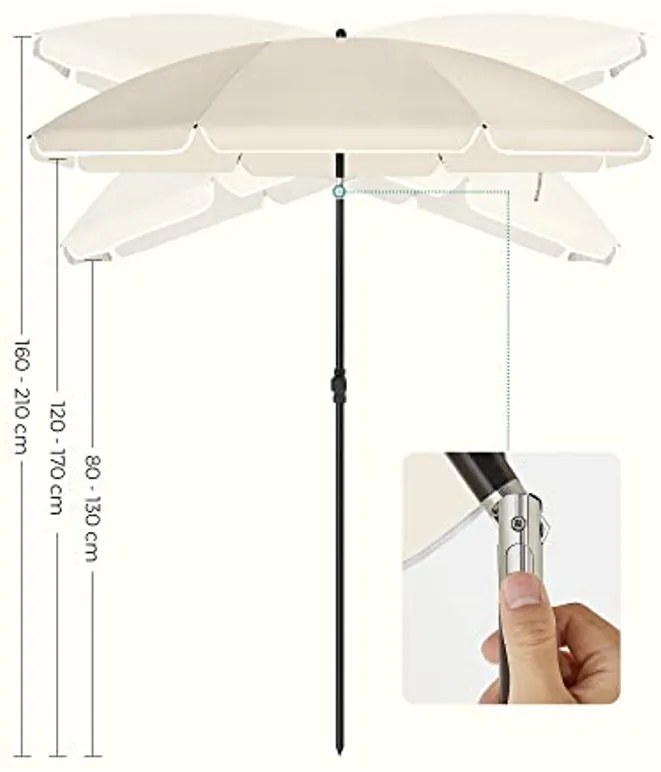 SOMBRILLA dönthető kerti napernyő 160 cm, bézs