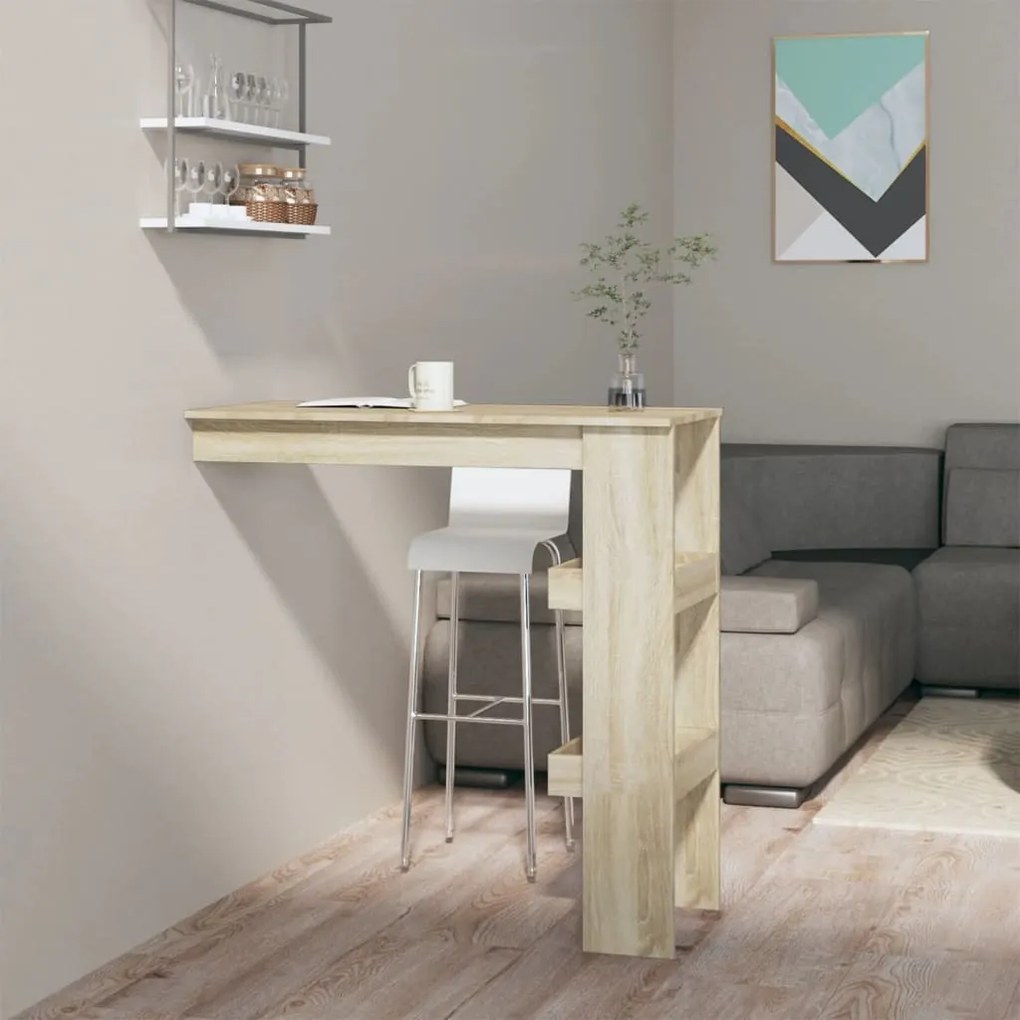 Sonoma tölgy színű fatermék fali bárasztal 102 x 45 x 103,5 cm