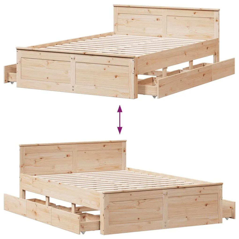 tömör fenyőfa fejtámlás ágykeret matrac nélkül 150 x 200 cm