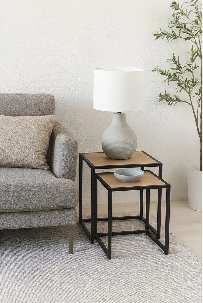 Tárolóasztal szett tölgyfa dekorral 2 db-os 38x38 cm Noah – Bonami Essentials